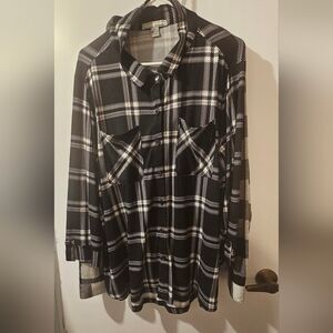 Plaid Button Down Shirt in Black and White